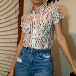 sheer polka dot top